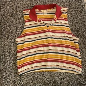 Multi-Color Collar Crop Top